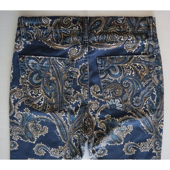 Marella 31361617-002 Women's Sz 4 Navy Paisley Print Avorio Cropped Jeans - Picture 9 of 11